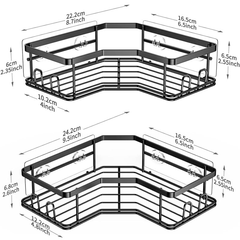 BIRDWING 2 Pic Combo Self Adhesive Corner Shelf for Bathroom/Adhesive Shelf for Kitchen with Magic Sticker/Bathroom Organizer Without Drill (GI Metal, Black) - Pack of 2 - Image 3