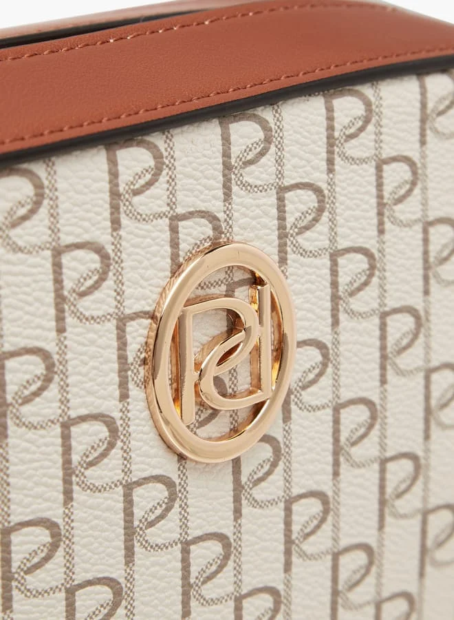 Paprika Women's Monogram Print Crossbody Bag with Adjustable Strap