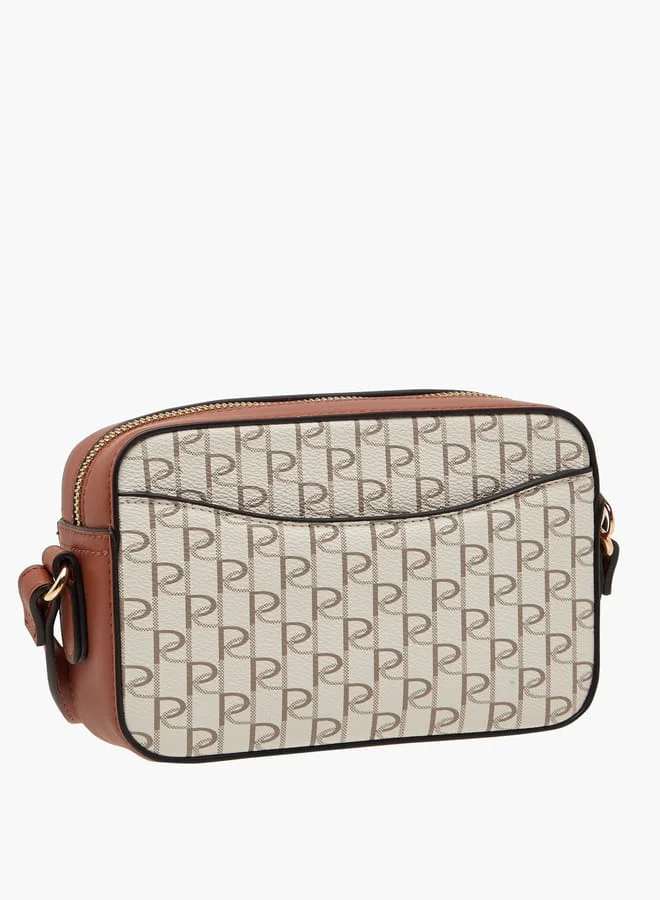Paprika Women's Monogram Print Crossbody Bag with Adjustable Strap