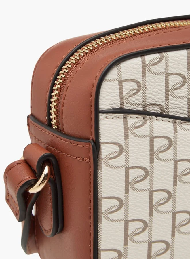 Paprika Women's Monogram Print Crossbody Bag with Adjustable Strap