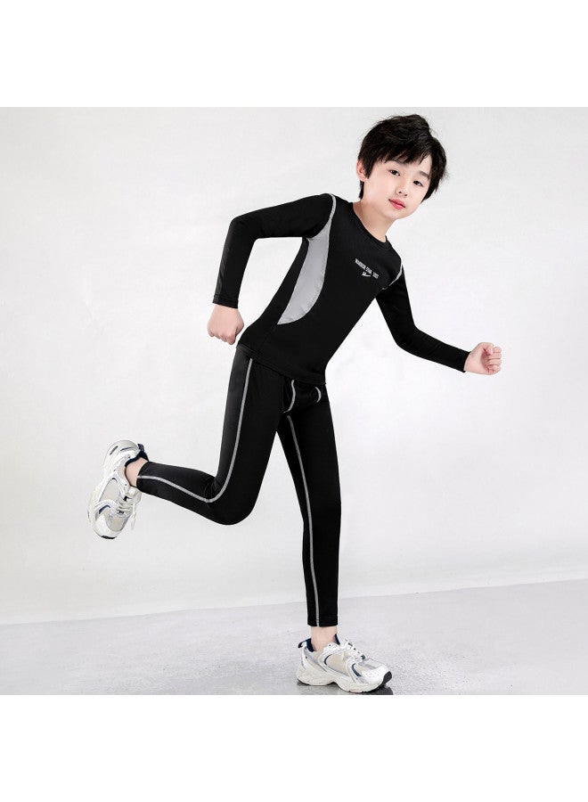 Warrior Piece Kids Training Set】spring Stretchy Children's Running Long Sleeve Outfit - Image 2