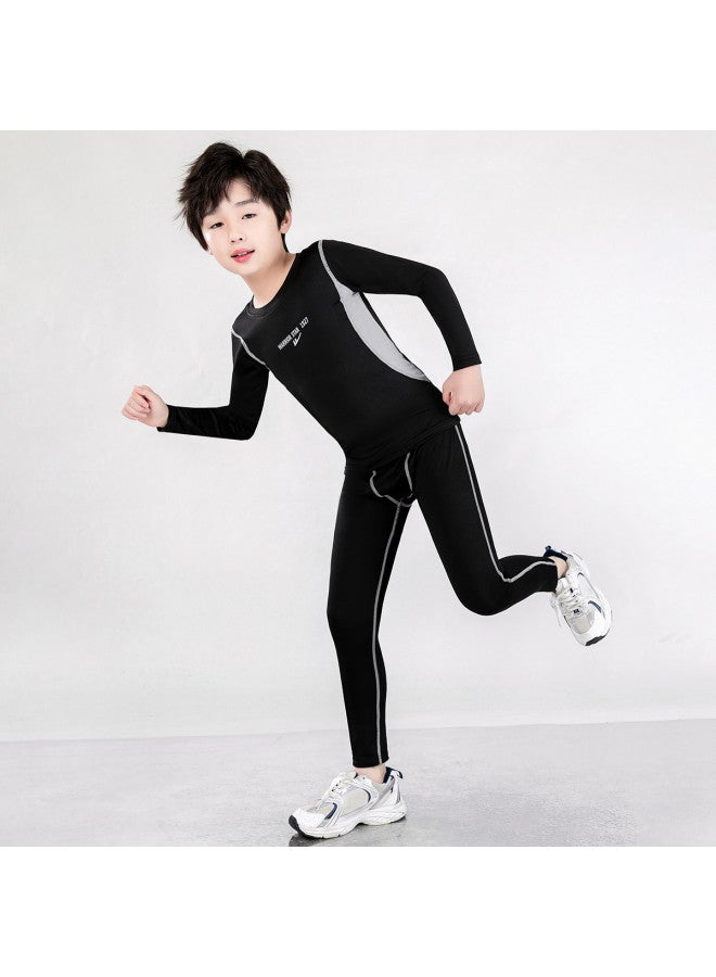 Warrior Piece Kids Training Set】spring Stretchy Children's Running Long Sleeve Outfit - Image 3