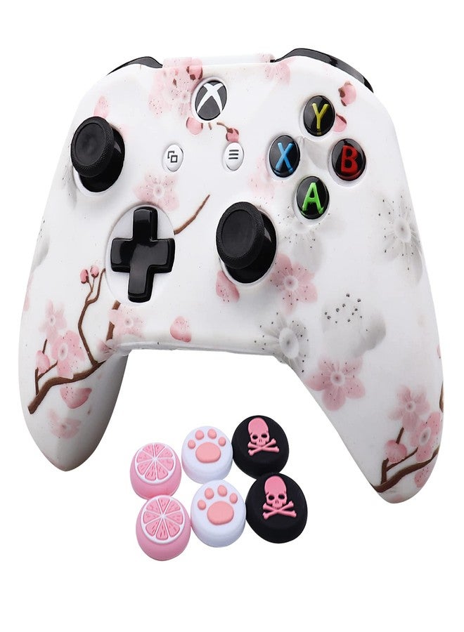 RALAN Pink Controller Skins for Xbox One, Silicone Controller Cover Skin Protector Compatible for Xbox Ones Controller (Pink Pro Thumb Grip x 2,Cat + Skull Cap &Cover Grip x 2) Blue Butterfly Pink - Image 1