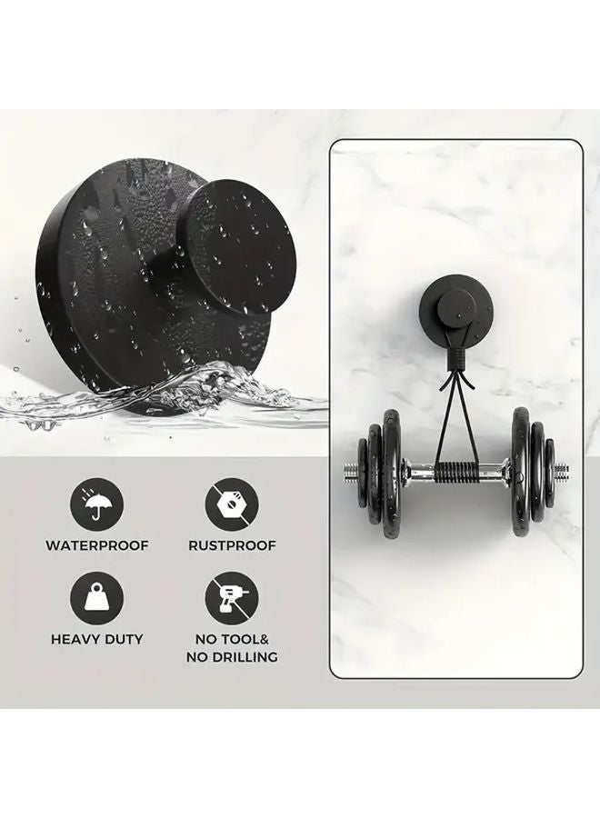 Heavy Duty Vacuum Suction Towel Hook Wall Mounted No Drill 15 lbs Capacity Black - Image 2