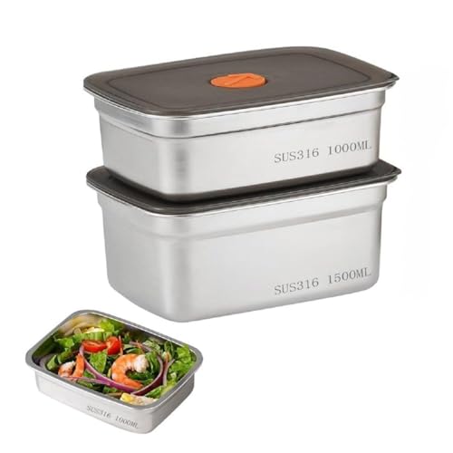 Ameedarshan 2Pcs Stainless Steel Food Containers | 316 Food Grade Fridge storage container Leakproof & Portable Kitchen Organizer | Freshness Locking, Microwavable & Freezer Safe (1000ml & 1500ml) - Image 1
