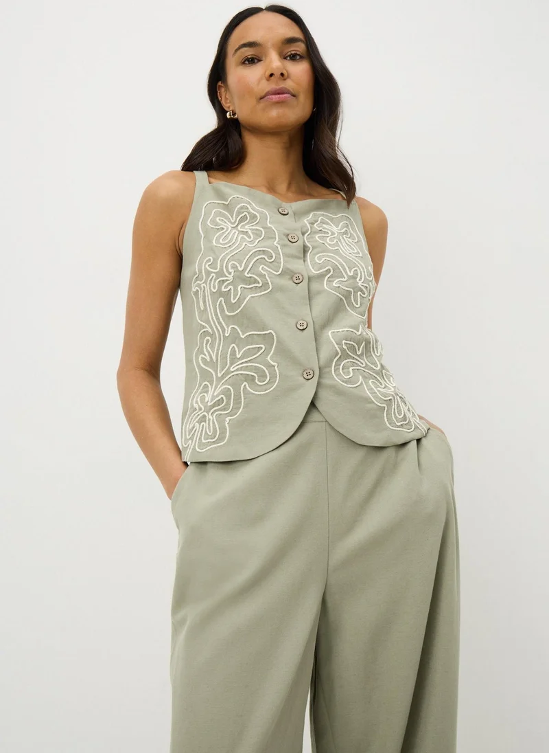 ماتلان Sage Green Waistcoat Co Ord Top