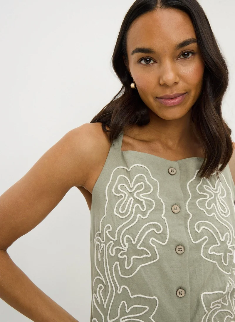 ماتلان Sage Green Waistcoat Co Ord Top