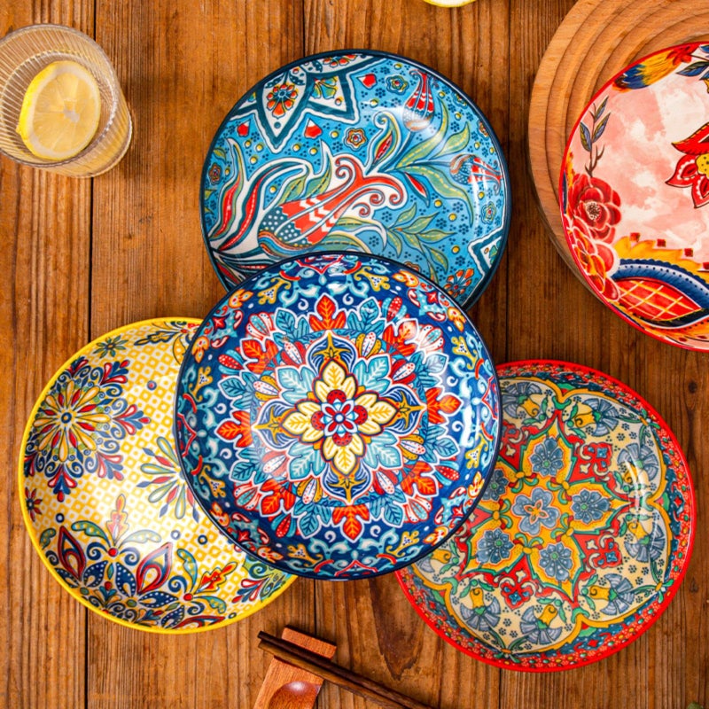 Colorful Ceramic Plates Set 8 Inch Porcelain Appetizer Salad Dessert Dinner Plates Microwave And Dishwasher Safe - Image 4