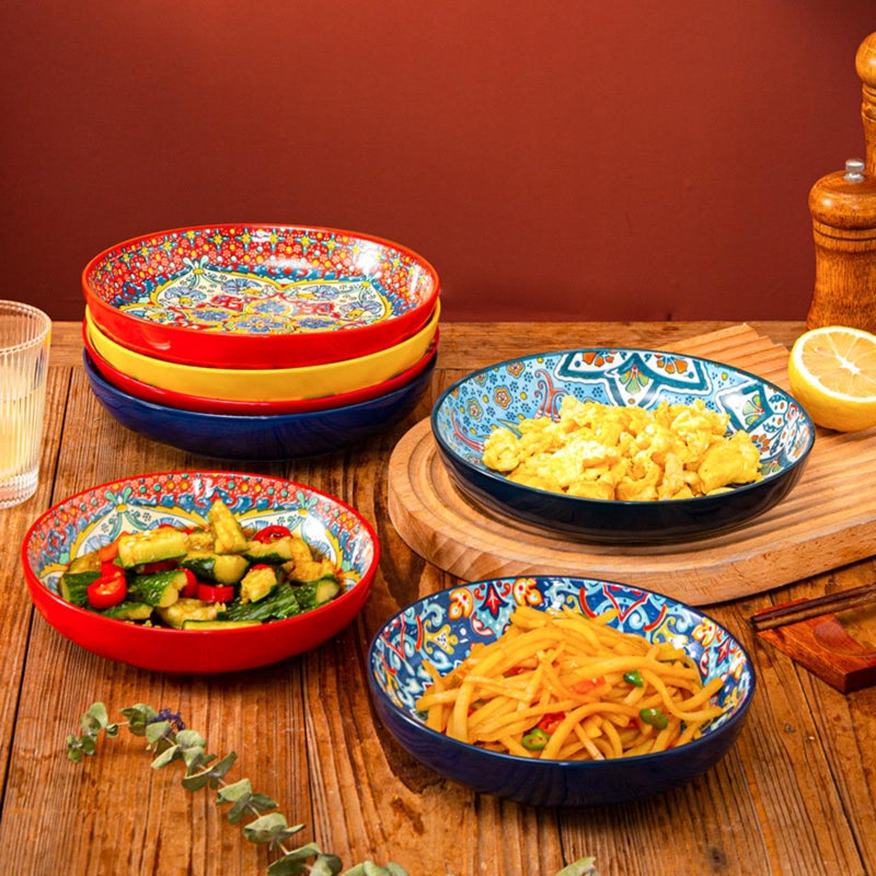 Colorful Ceramic Plates Set 8 Inch Porcelain Appetizer Salad Dessert Dinner Plates Microwave And Dishwasher Safe - Image 5