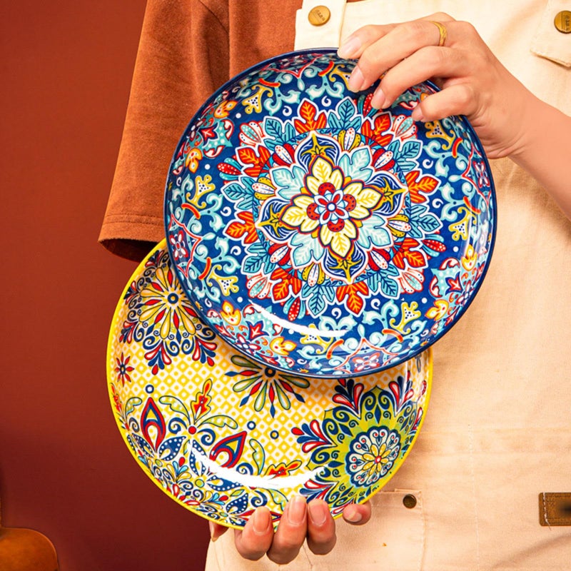 Colorful Ceramic Plates Set 8 Inch Porcelain Appetizer Salad Dessert Dinner Plates Microwave And Dishwasher Safe - Image 3