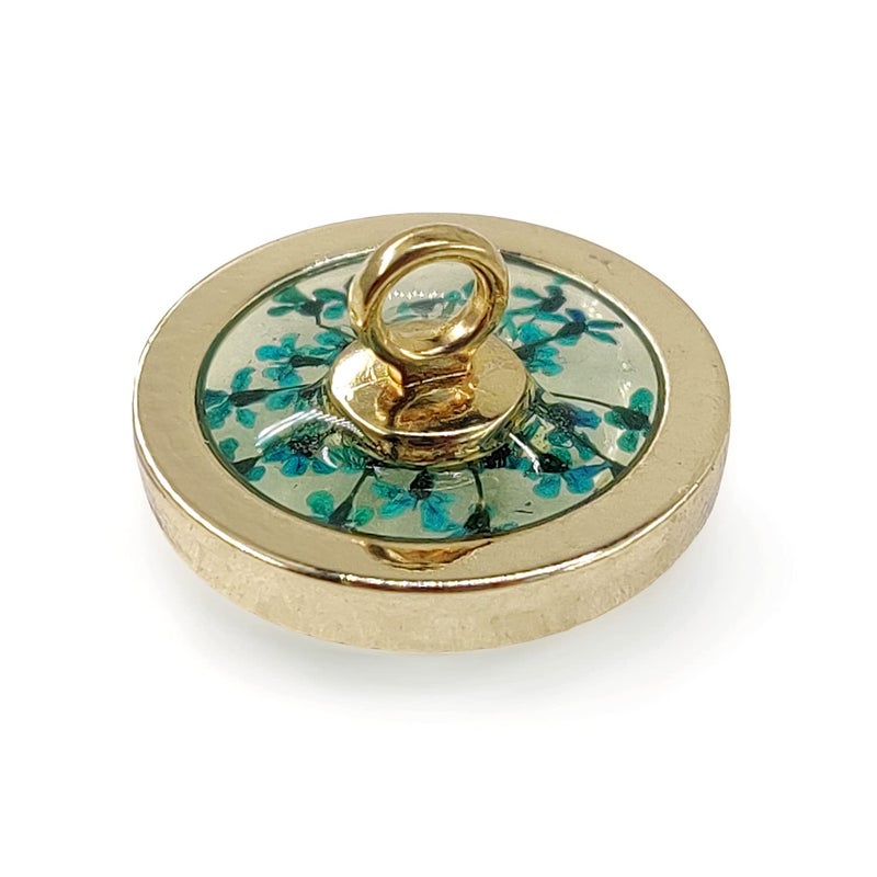 Craftisum Cyan-Blue Flower Inclusion Glass Sewing Shank Buttons 20 Pcs - 18mm, 23/32" - Image 5