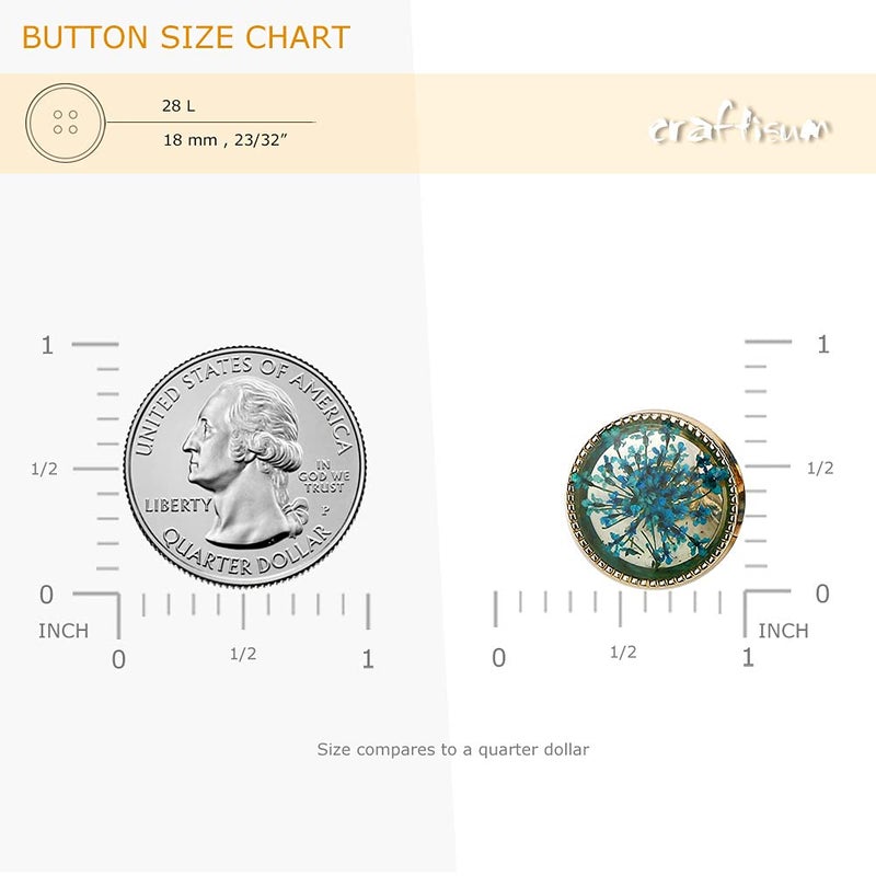 Craftisum Cyan-Blue Flower Inclusion Glass Sewing Shank Buttons 20 Pcs - 18mm, 23/32" - Image 2