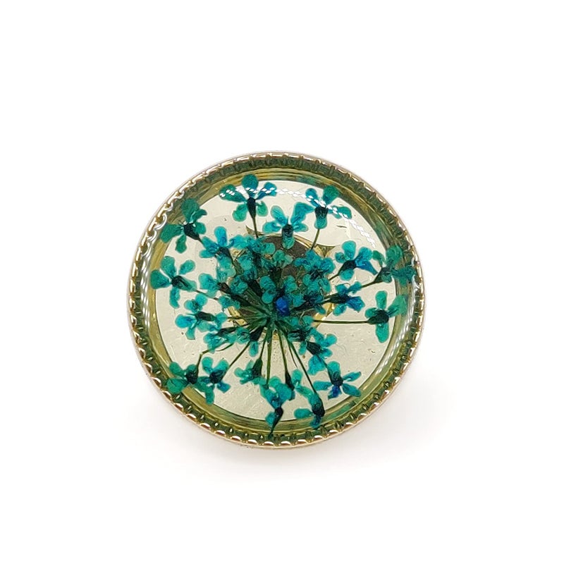 Craftisum Cyan-Blue Flower Inclusion Glass Sewing Shank Buttons 20 Pcs - 18mm, 23/32" - Image 1