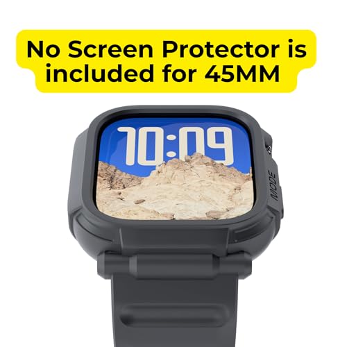 elkson 44mm/45mm Bands Case for Apple Watch Series SE3 9/8/7/6/5/4 SE, Rugged Heavy Duty Bumper Tactical Strap Quattro Pro for iWatch Men, Military Grade Durable Protective Shockproof Cover, Black - Image 2