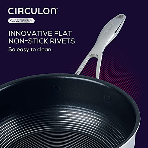Circulon Clad Stainless Steel Saute Pan with Lid and Hybrid SteelShield and Nonstick Technology, 5 Quart - Silver - Image 5