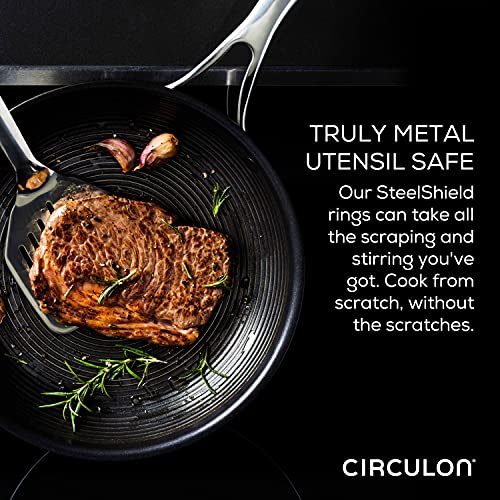 Circulon Clad Stainless Steel Saute Pan with Lid and Hybrid SteelShield and Nonstick Technology, 5 Quart - Silver - Image 4