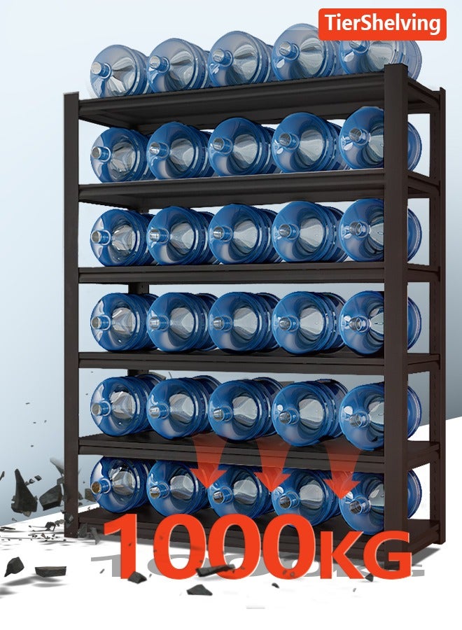 6 Tier Metal Shelving Unit 183 x 120 x 40 cm, Adjustable Storage Rack with High Load Capacity, Heavy Duty Garage Shelves for  Basement, Kitchen, Pantry, Living Room, Warehouse, Black - Image 3