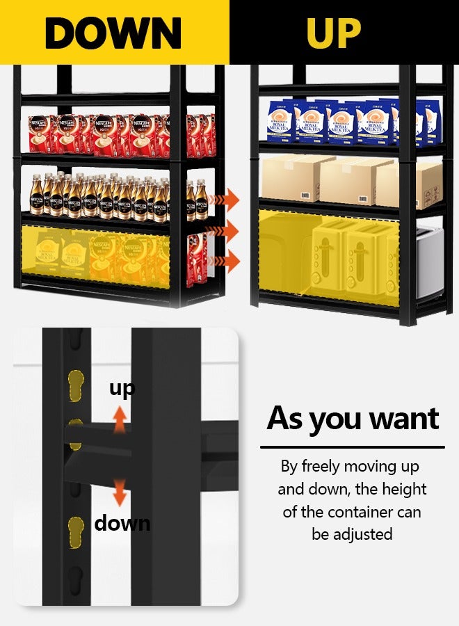 6 Tier Metal Shelving Unit 183 x 120 x 40 cm, Adjustable Storage Rack with High Load Capacity, Heavy Duty Garage Shelves for  Basement, Kitchen, Pantry, Living Room, Warehouse, Black - Image 4