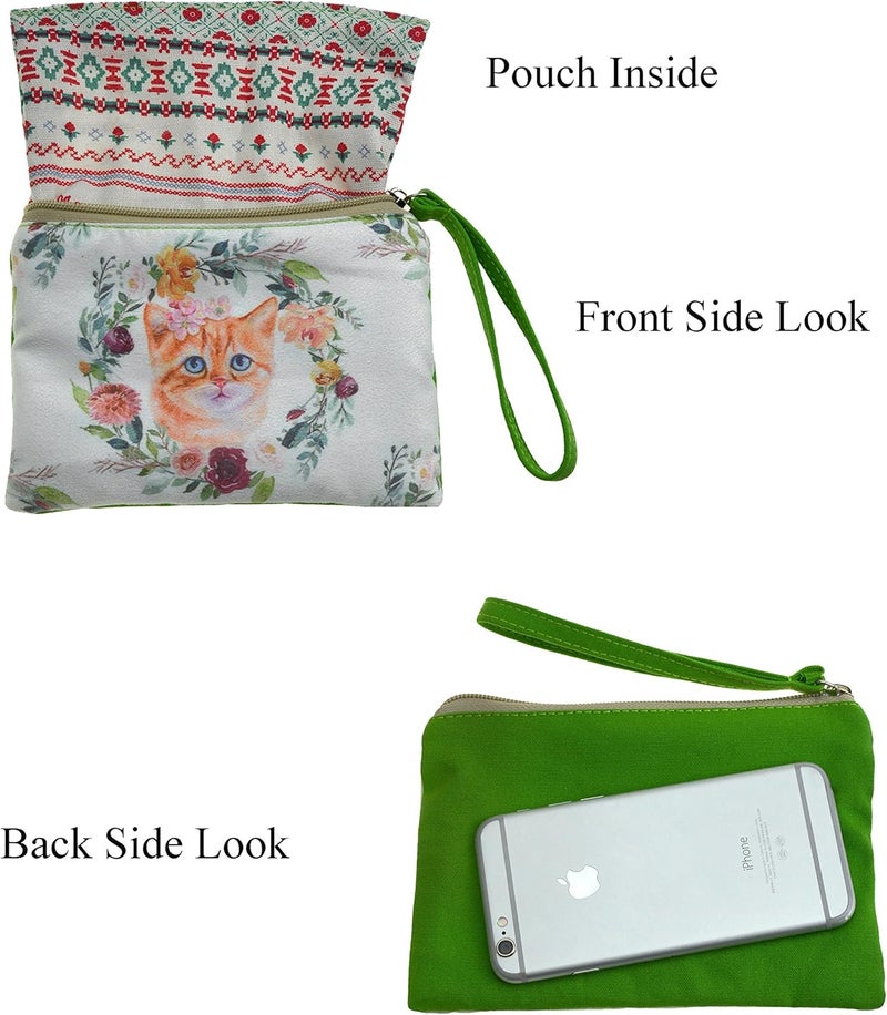 Rantanto Small Cute Cash Coin Purse, Canvas Change Purse, Kawaii Coin Pouch With Handle Christmas Gift For Women Teenager Girls (BG0008 Cat) - Image 4