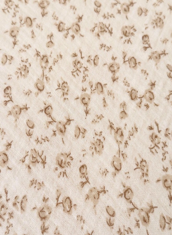 BuLuTu Soft Cotton Muslin Duvet Cover Girls Kids Floral Duvet Cover Beige Crib Bedding Comforter Cover Quilt Cover, 47"x59", Camellia Print (Pillowcases Not Included) - Image 5