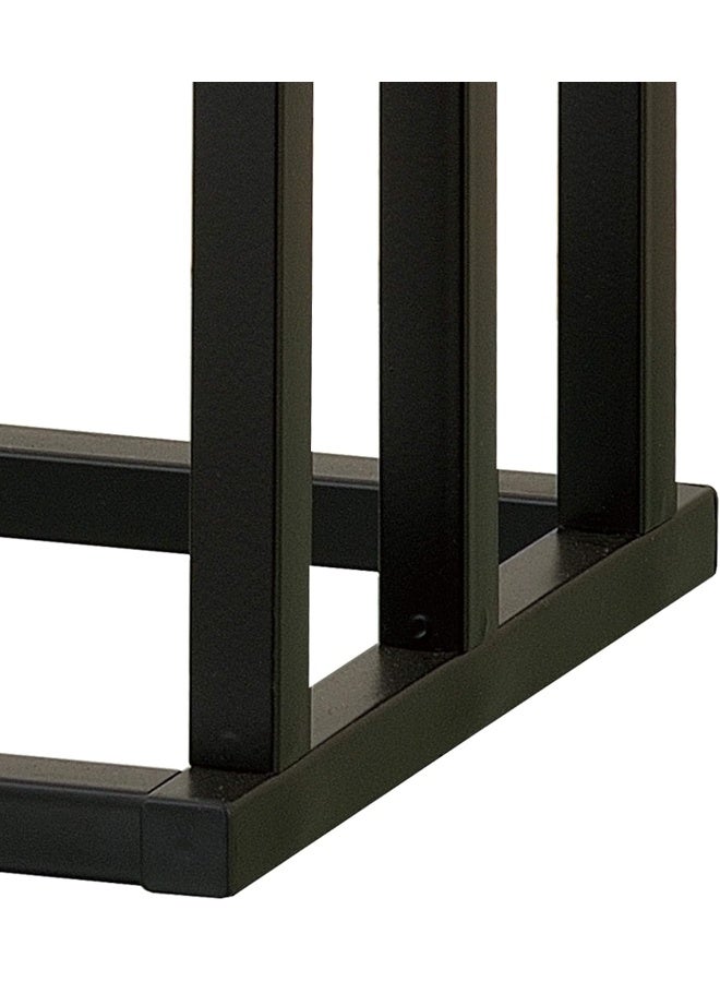 MyGift 33 Inch Black Chrome Plated Metal Freestanding Bathroom Towel Stand With 3 Tier Bamboo Wood Bar  - Image 5