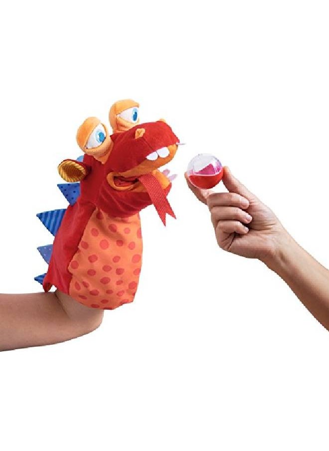 HABA - Haba Glove Puppet Eat It Up Dragon  Hand Puppet With Belly Bag To Eat Small Objects - Image 1