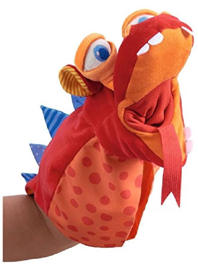 HABA - Haba Glove Puppet Eat It Up Dragon  Hand Puppet With Belly Bag To Eat Small Objects - Image 1