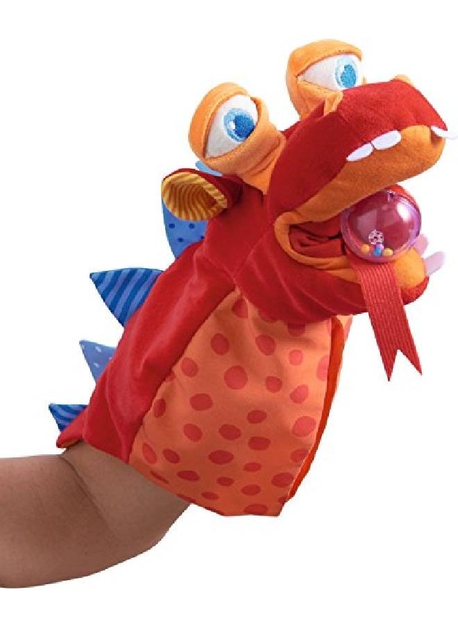 HABA - Haba Glove Puppet Eat It Up Dragon  Hand Puppet With Belly Bag To Eat Small Objects - Image 1