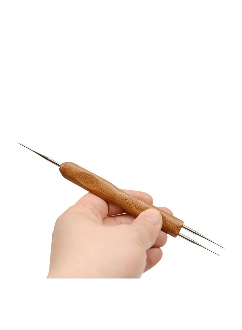 SYOSI 2pcs Dirty Braid Crochet Carbonized Bamboo Handle, Knitting Tools Sweater Needles, Double Ended Dreadlock Hook for Hair Dreadlock Tool, for Braid Craft Dread locks Crochet ( 0.5mm+ 0.75mm) - Image 4