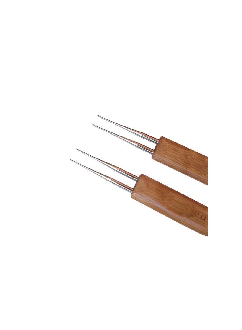 SYOSI 2pcs Dirty Braid Crochet Carbonized Bamboo Handle, Knitting Tools Sweater Needles, Double Ended Dreadlock Hook for Hair Dreadlock Tool, for Braid Craft Dread locks Crochet ( 0.5mm+ 0.75mm) - Image 3