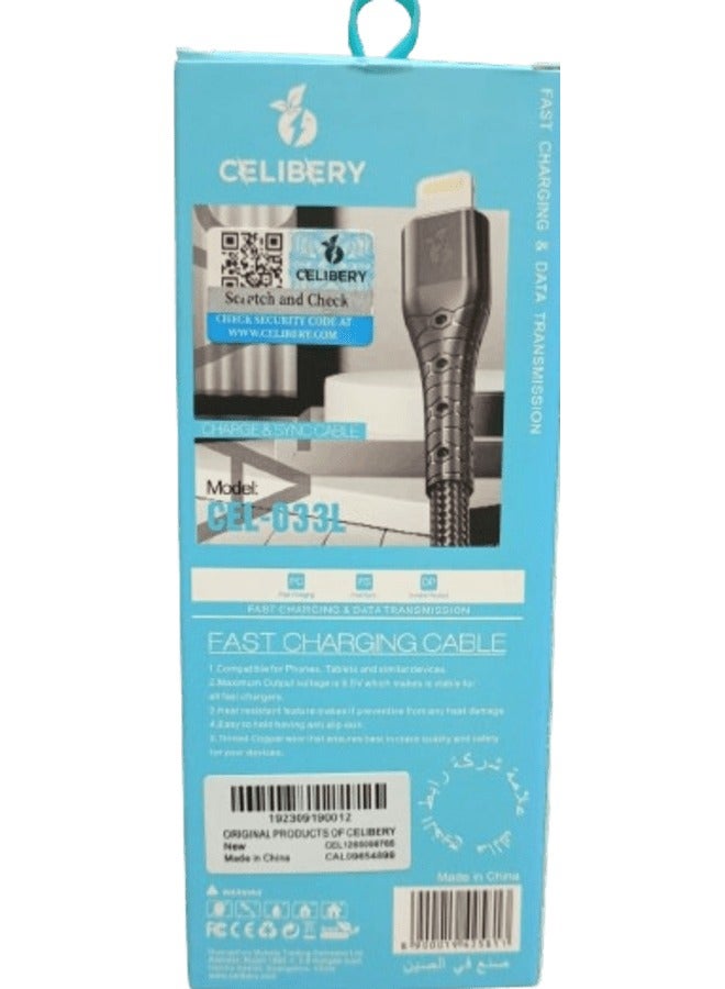 سيليبري كابل شحن Powerline II معتمد لهاتف Apple iPhone 11/11 Pro/11 Pro Max/Xs/XS Max/XR/X/8/8 Plus/7/7 Plus/6/6 Plus أسود - Image 3