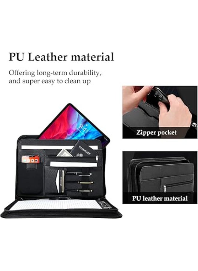 حافظة ملفات احترافية بسوستة من برو كيس مقاس A4 مع لوحة كتابة وجيوب متعددة لتنظيم الأوراق والمستندات، مثالية للعمل والمؤتمرات والاجتماعات للرجال والنساء، لون أسود أنيق- ادوات مكتب - مستلزمات مكتب - Image 2