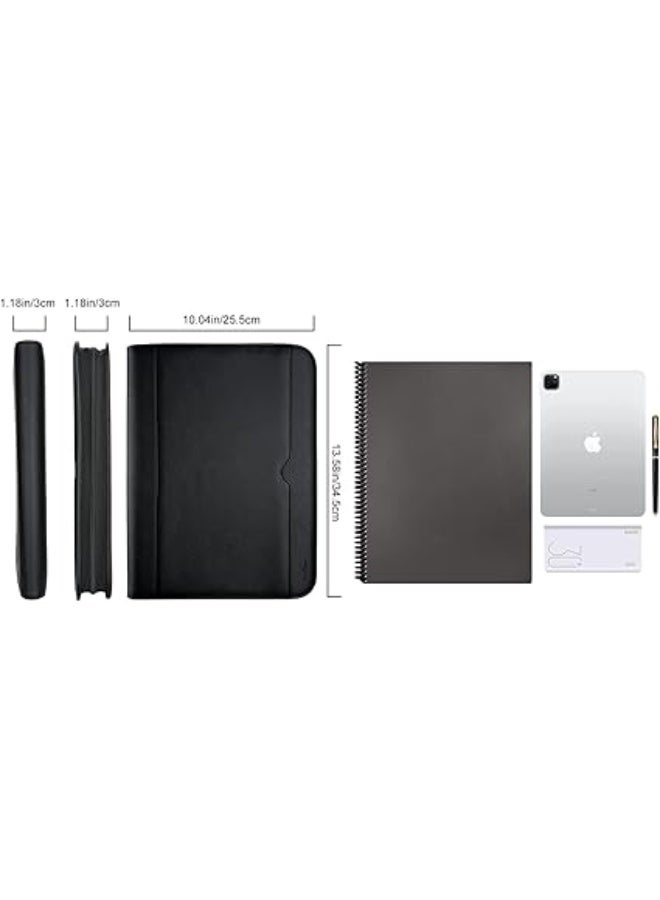 حافظة ملفات احترافية بسوستة من برو كيس مقاس A4 مع لوحة كتابة وجيوب متعددة لتنظيم الأوراق والمستندات، مثالية للعمل والمؤتمرات والاجتماعات للرجال والنساء، لون أسود أنيق- ادوات مكتب - مستلزمات مكتب - Image 3