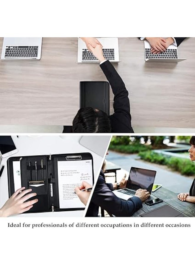 حافظة ملفات احترافية بسوستة من برو كيس مقاس A4 مع لوحة كتابة وجيوب متعددة لتنظيم الأوراق والمستندات، مثالية للعمل والمؤتمرات والاجتماعات للرجال والنساء، لون أسود أنيق- ادوات مكتب - مستلزمات مكتب - Image 5