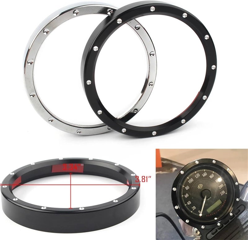 QASULER Motorcycle Speedometer Gauge Bezel Trim Ring - Image 2