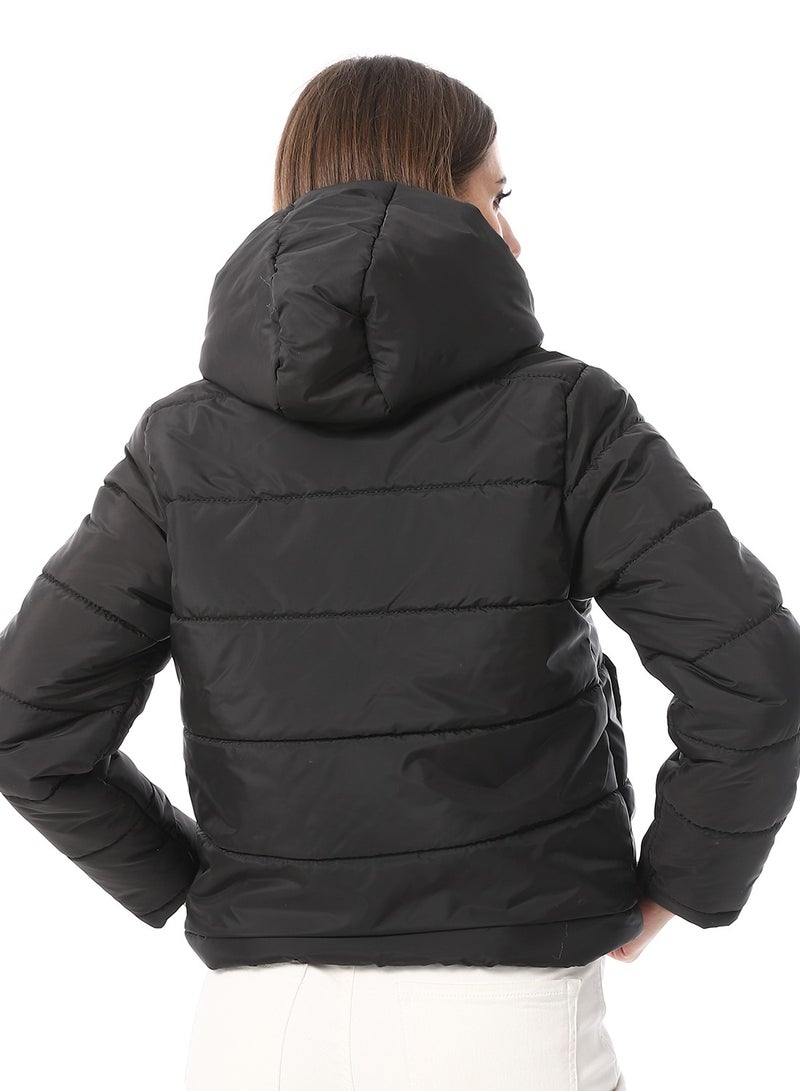 Andora Black Hooded Puffer Jacket_Black - Image 3