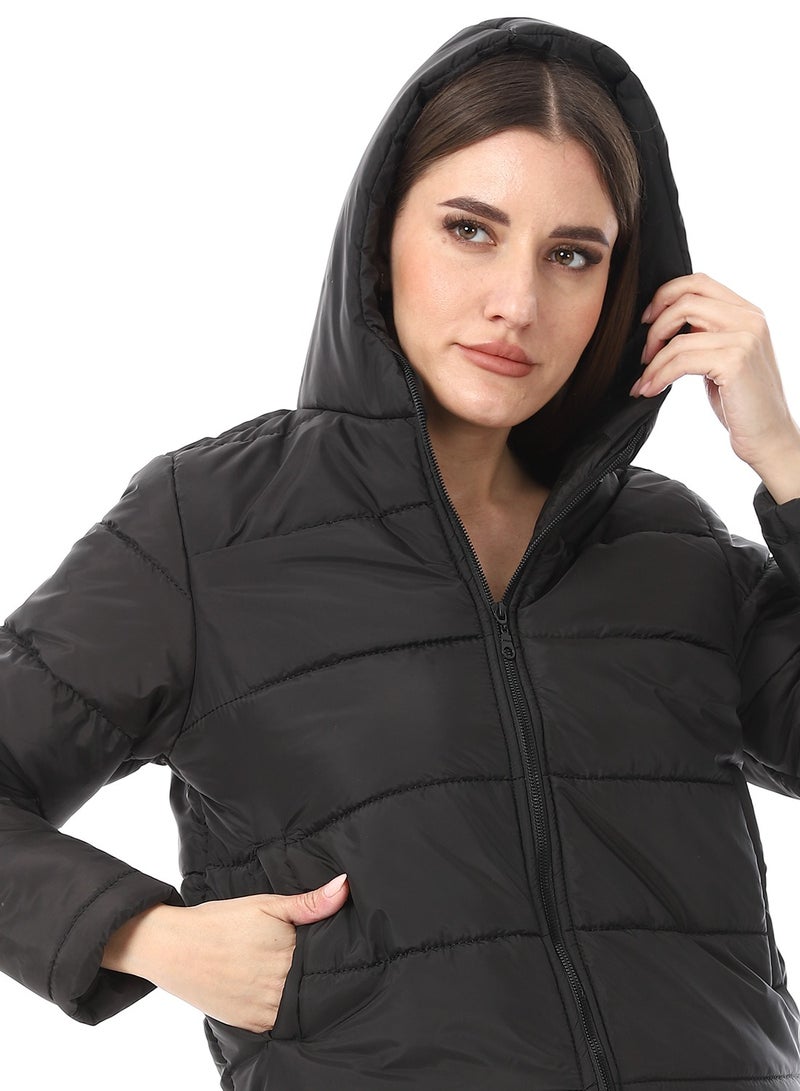 Andora Black Hooded Puffer Jacket_Black - Image 4