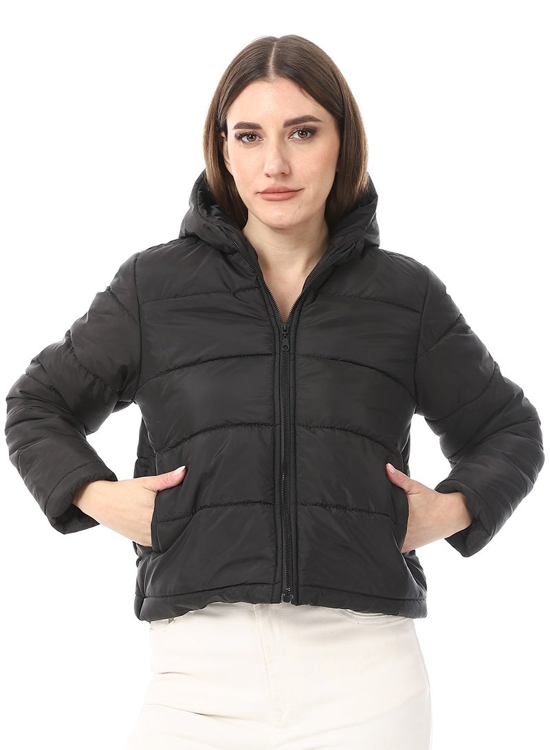Andora Black Hooded Puffer Jacket_Black - Image 1