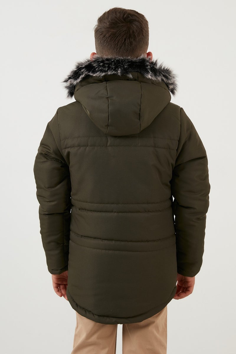 Lela Collar Faux Fur Plush Lined Hooded Winter Coat Boy's Coat 6036056  - Image 5