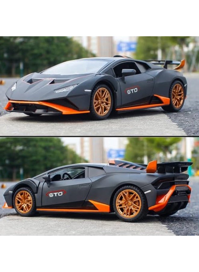 Toy Cars for Boys 1/24 Sports Car Huracan STO Metal Die Cast Toy Cars, Collectibles Model Cars, Pull Back Toy Car with Light and Sound, Gifts for Age 3+ Year Old Boys - Image 2