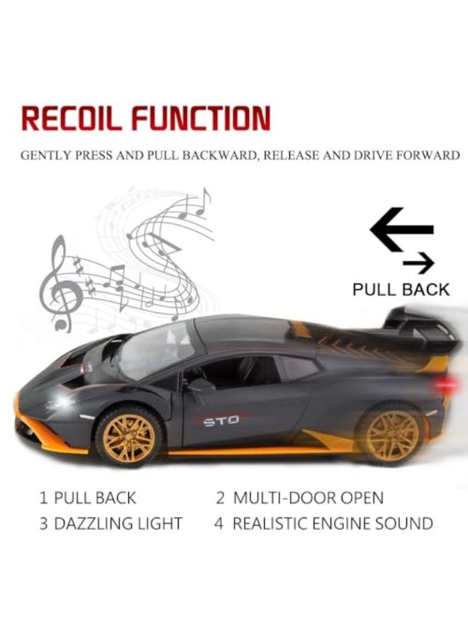 Toy Cars for Boys 1/24 Sports Car Huracan STO Metal Die Cast Toy Cars, Collectibles Model Cars, Pull Back Toy Car with Light and Sound, Gifts for Age 3+ Year Old Boys - Image 5