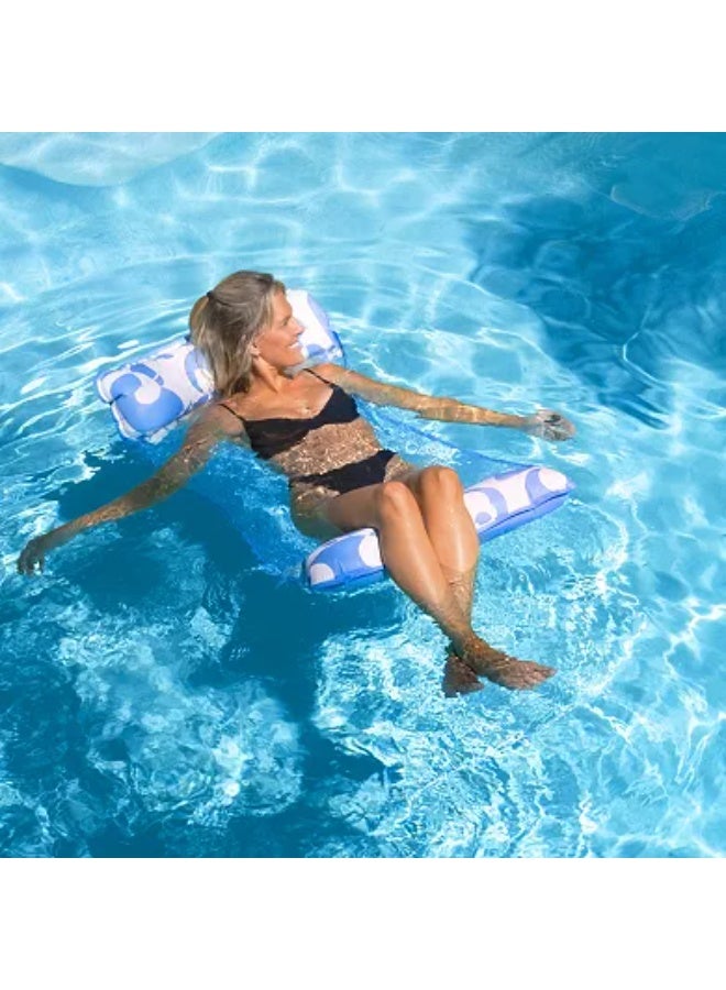 Trishi Coconut Grove Inflatable Floating Hammock Pool Float – Water Lounge Chair with Mesh Center, Portable Pool Float for Adults & Kids, Ideal for Beach, Pool & Summer Relaxation Deluxe Wild Hibiscus - Image 3