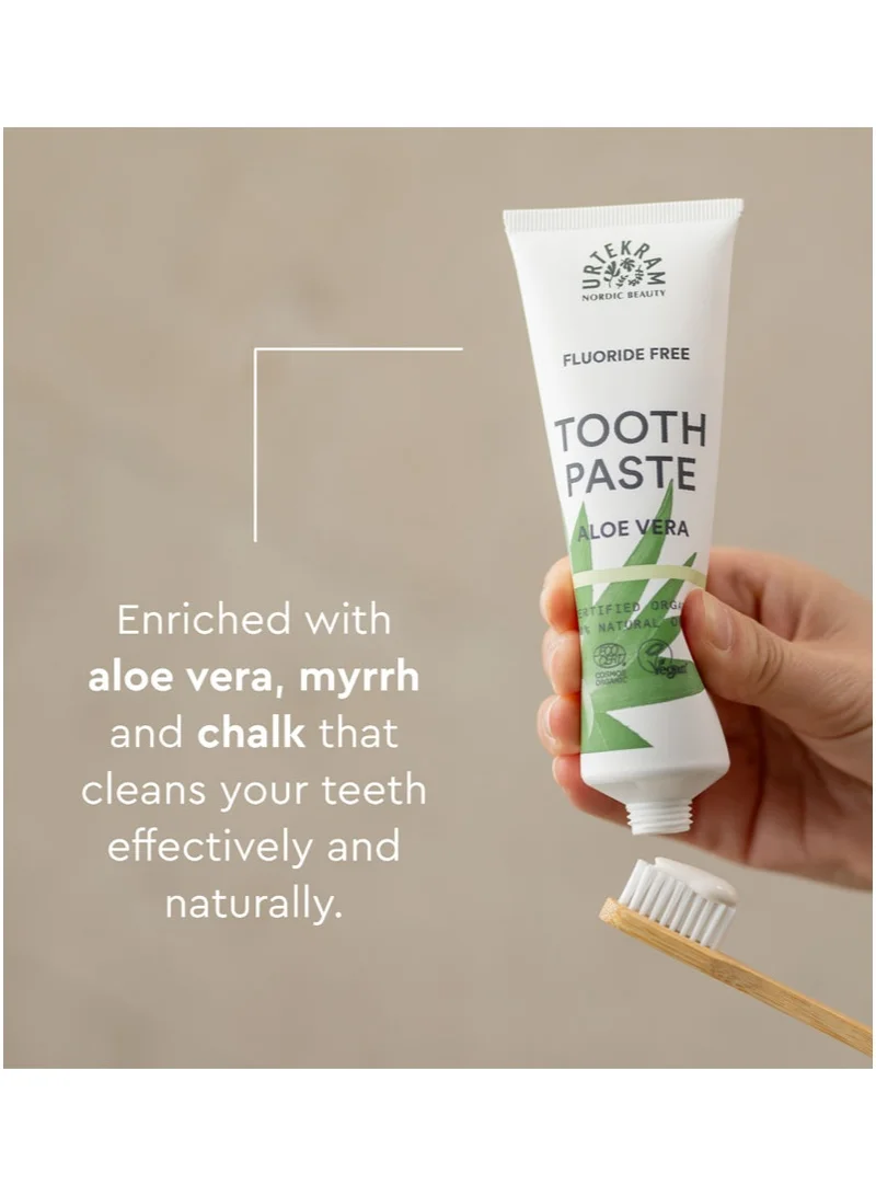 Urtekram  Organic Aloe Vera Toothpaste, 75ml - Fluoride-Free, 100% Organic - Vegan, Natural Ingredients, Gentle Oral Care  | Best Price UAE