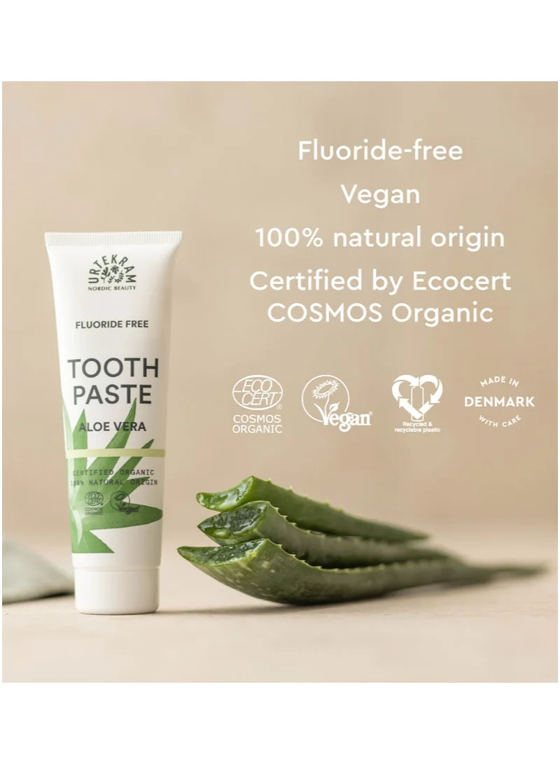 Urtekram  Organic Aloe Vera Toothpaste, 75ml - Fluoride-Free, 100% Organic - Vegan, Natural Ingredients, Gentle Oral Care  | Best Price UAE
