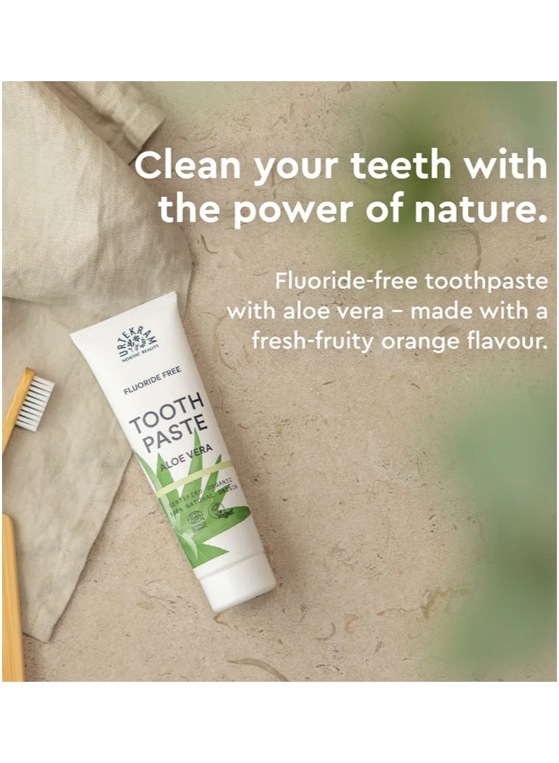 Urtekram Aloe Vera Toothpaste, 75ml - Fluoride-Free, 100% Organic - Vegan, Natural Ingredients, Gentle Oral Care