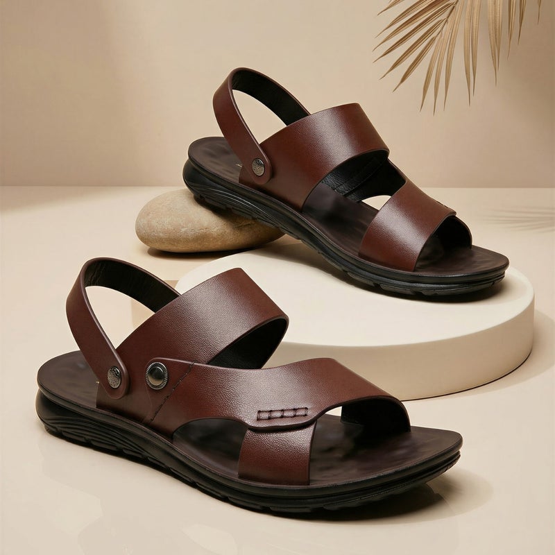 Men's Genuine Leather Sandals Breathable Soft Sole Casual Open Toe Sandals - Image 1