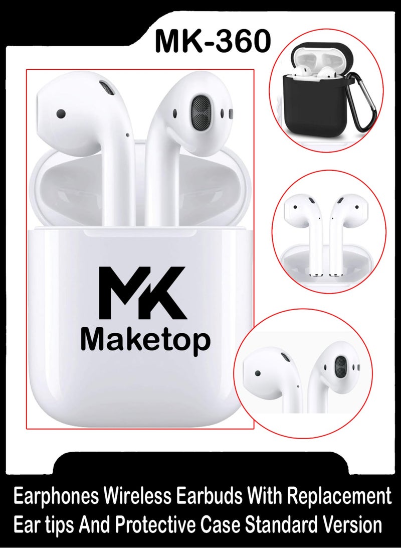 maketop TWS In-Ear Earphones Wireless Earbuds With Replacement Ear tips And Protective Case Standard Version  - Image 1