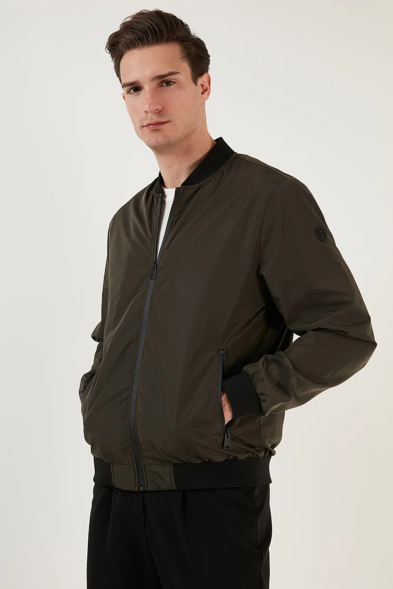 Buratti Slim Fit Zippered College Collar Bomber Slim Coat Men's Coat 497TEKER