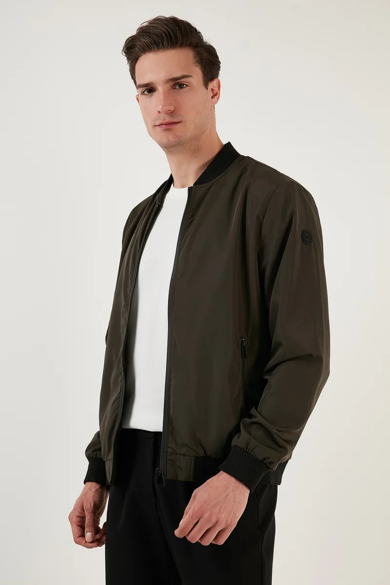 Buratti Slim Fit Zippered College Collar Bomber Slim Coat Men's Coat 497TEKER