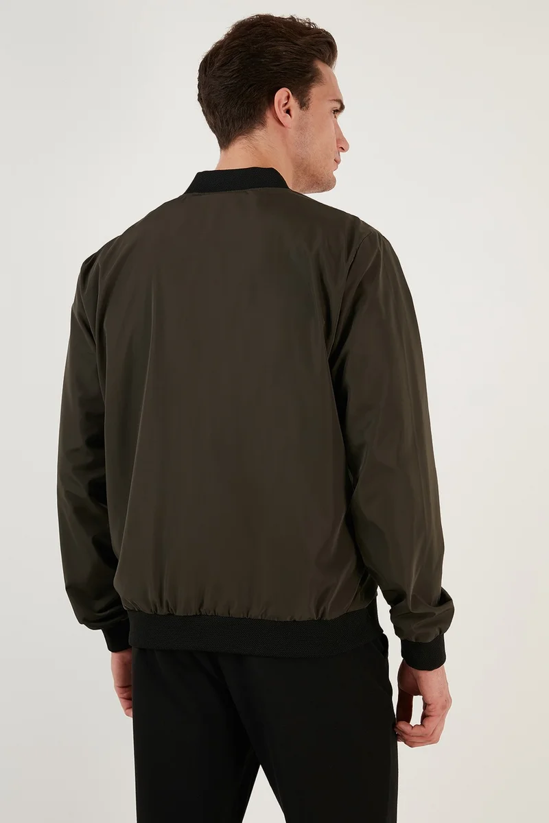 Buratti Slim Fit Zippered College Collar Bomber Slim Coat Men's Coat 497TEKER